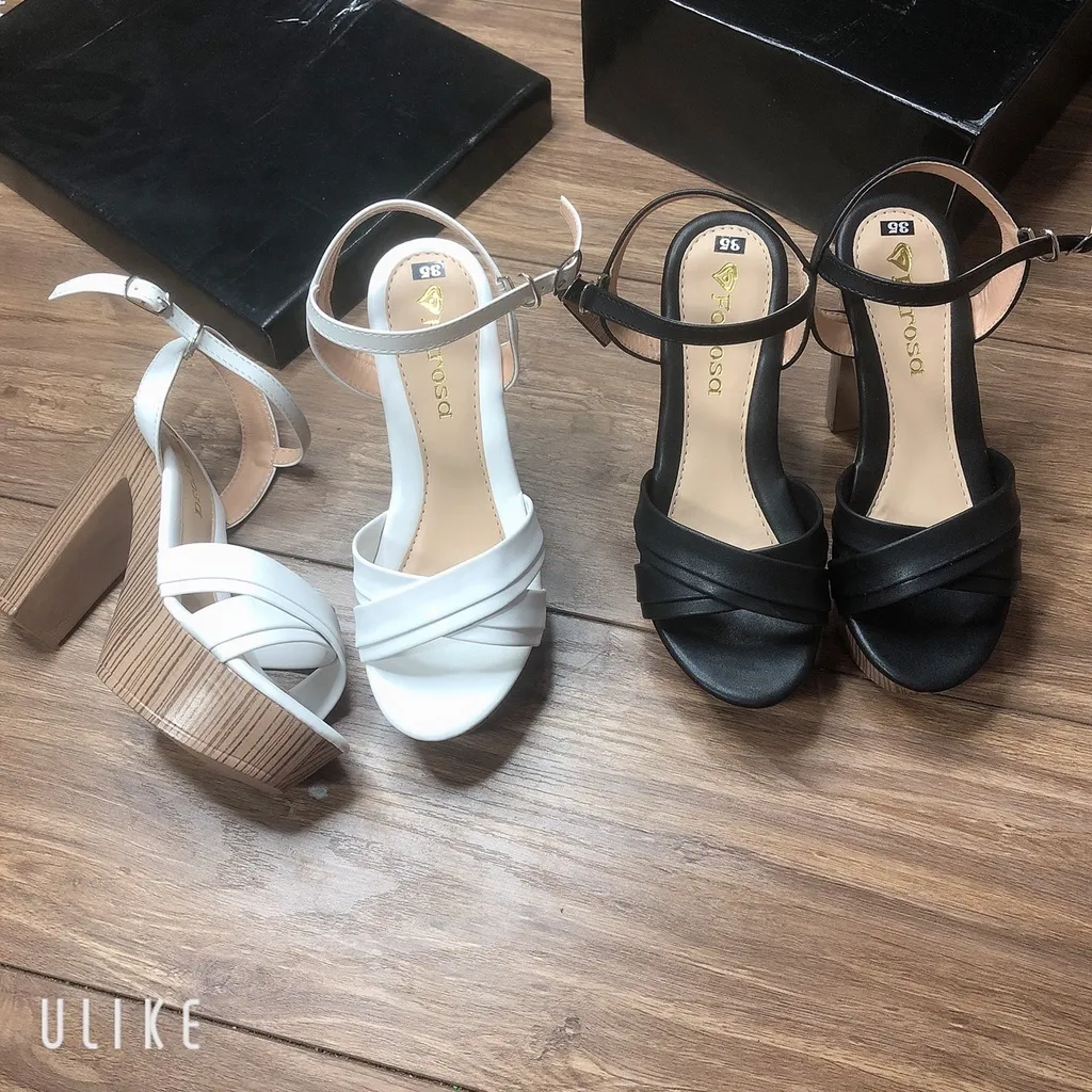 Ảnh Dép sandal cao gót 12cm FAROSA - K60 đế đúp trước gót trụ vân gỗ sang chảnh 4