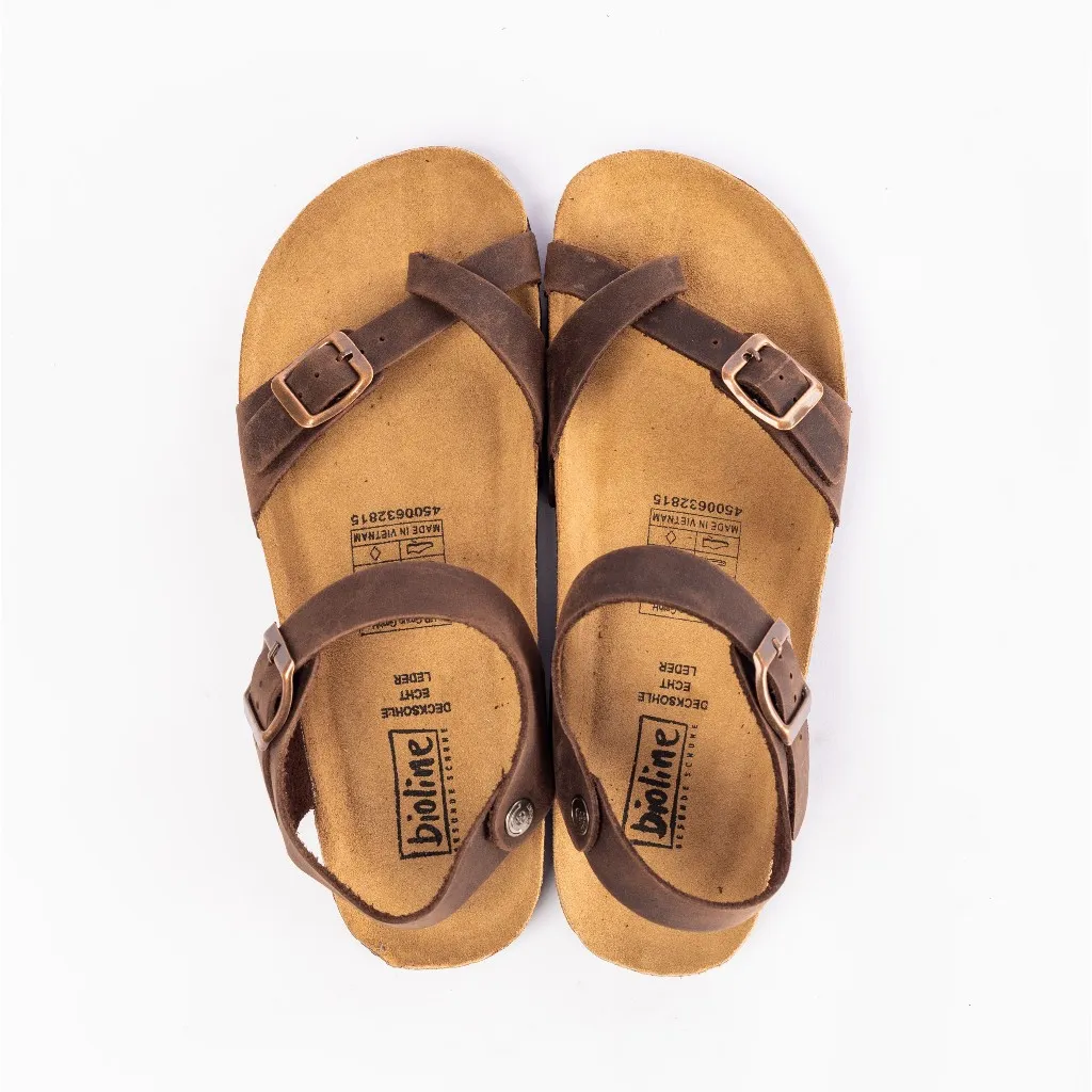 Ảnh Dép Sandal Da Bò Nam Đế Trấu Quai Da Bò Thật Xỏ Ngón Chính Hãng Bioline - D14 3