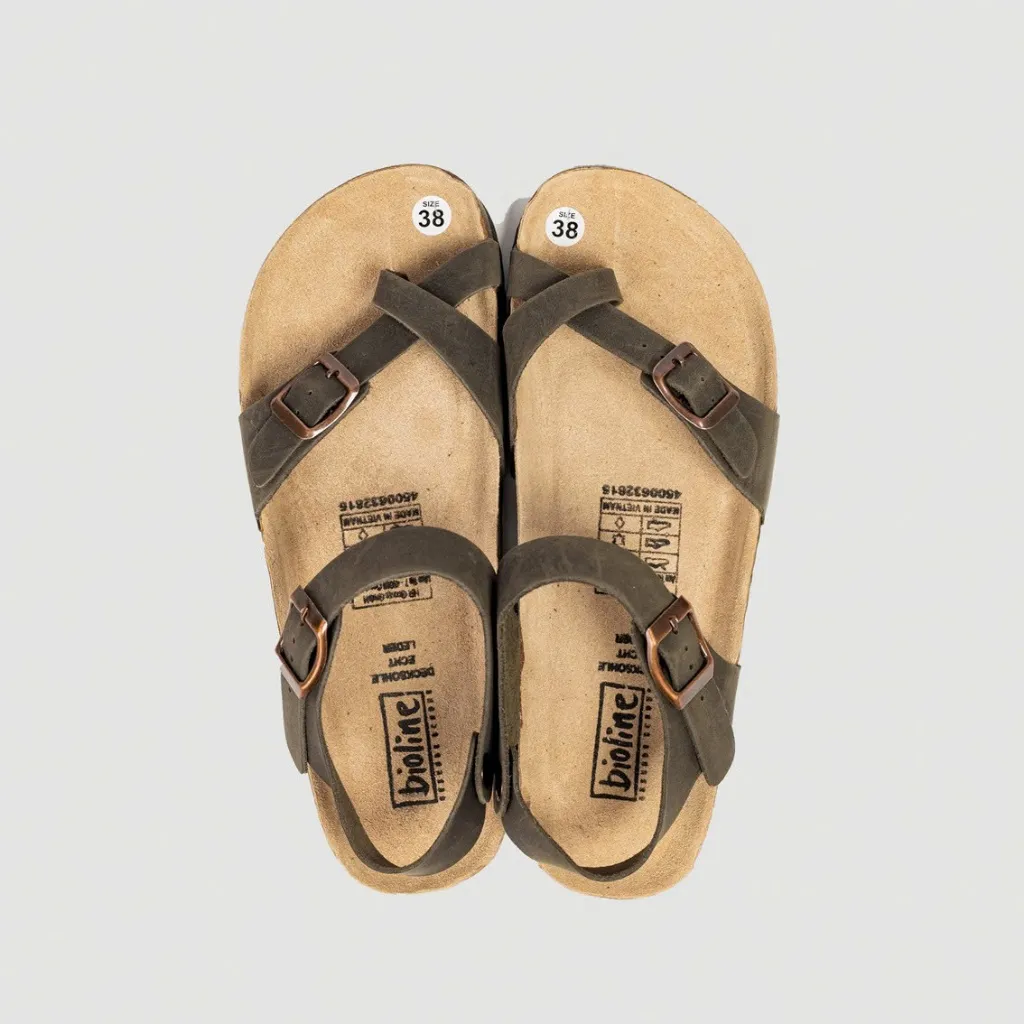 Ảnh Dép Sandal Da Bò Nam Đế Trấu Quai Da Bò Thật Xỏ Ngón Chính Hãng Bioline - D14 4