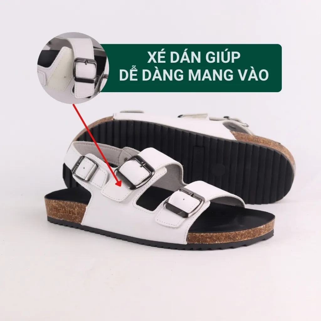 Ảnh Dép sandal đế trấu birken nam nữ unisex 2 khóa da bò size 35 - 43 chính hãng Hishoo VNXK Ulzzang  M102 2