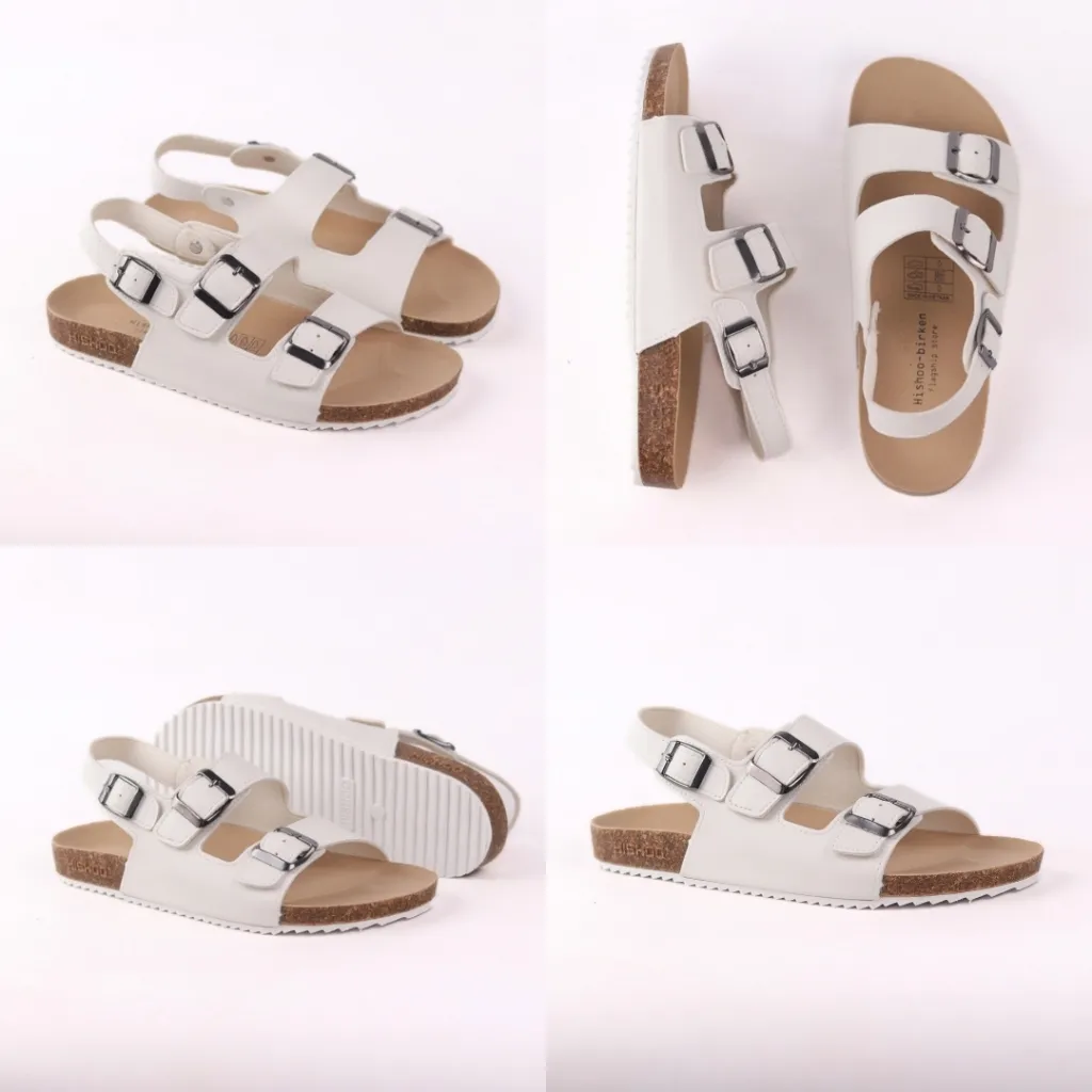 Ảnh Dép sandal đế trấu birken nam nữ unisex 2 khóa da bò size 35 - 43 chính hãng Hishoo VNXK Ulzzang  M102 4