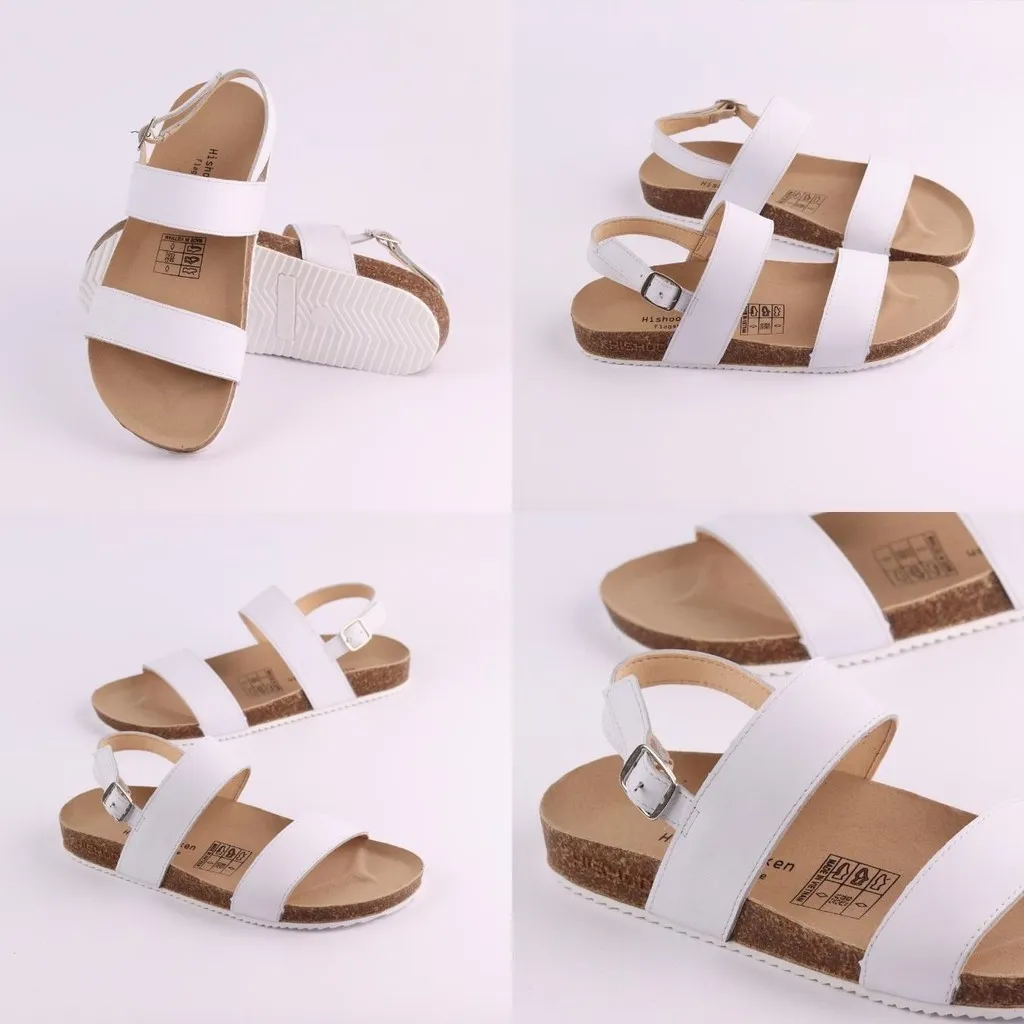 Ảnh Dép sandal đế trấu birken nam nữ unisex quai ngang da bò size 36-45 chính hãng Hishoo M050 3