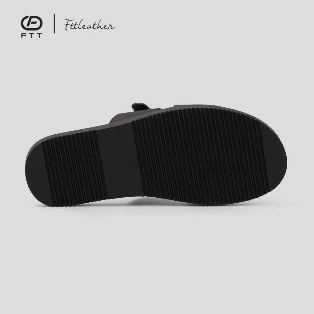 Ảnh Dép Sandal nam FTT Leather da microfiber quai đan ngang phối khuy đế TPR bền, nhẹ, độ bám tốt 4