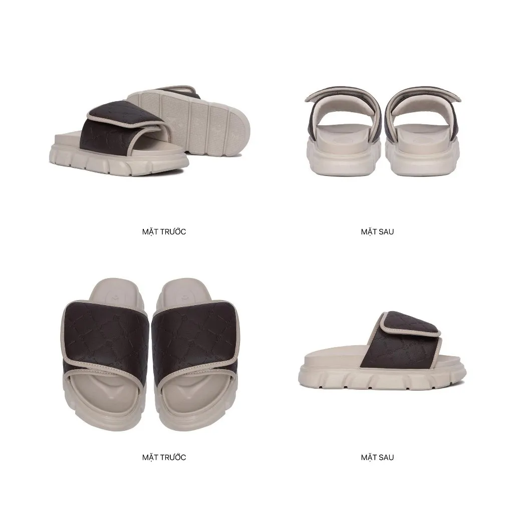 Ảnh Dép Sandal Nam Nữ Tăng Chiều Cao THEWOLF ESSENTIAL MONOGRAM SLIDE SANDAL - Đen Trắng Nâu Beige Đỏ 4