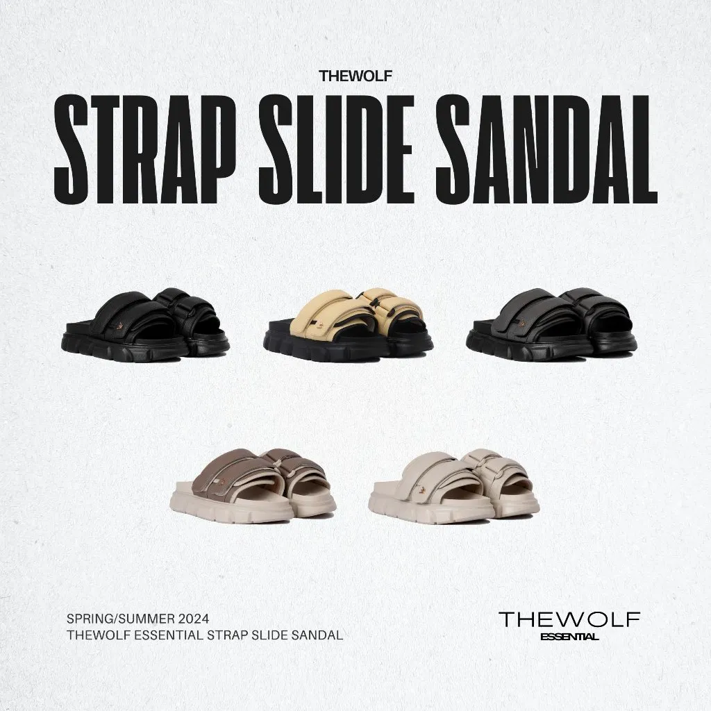 Ảnh Dép Sandal Nam Nữ Tăng Chiều Cao THEWOLF ESSENTIAL STRAP SLIDE SANDAL - Đen Xám Nâu Beige Kem Sữa 1