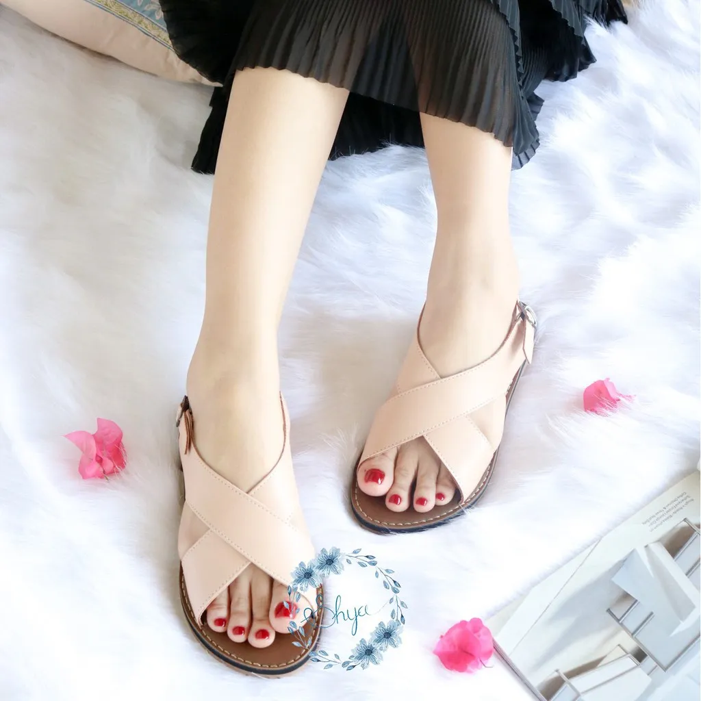 Ảnh Dép Sandal Nữ  đẹp thời trang đi biển, đi học xinh quai bản to đế bệt có Bigsize cao cấp VNXK ulzzang Nam S002 3