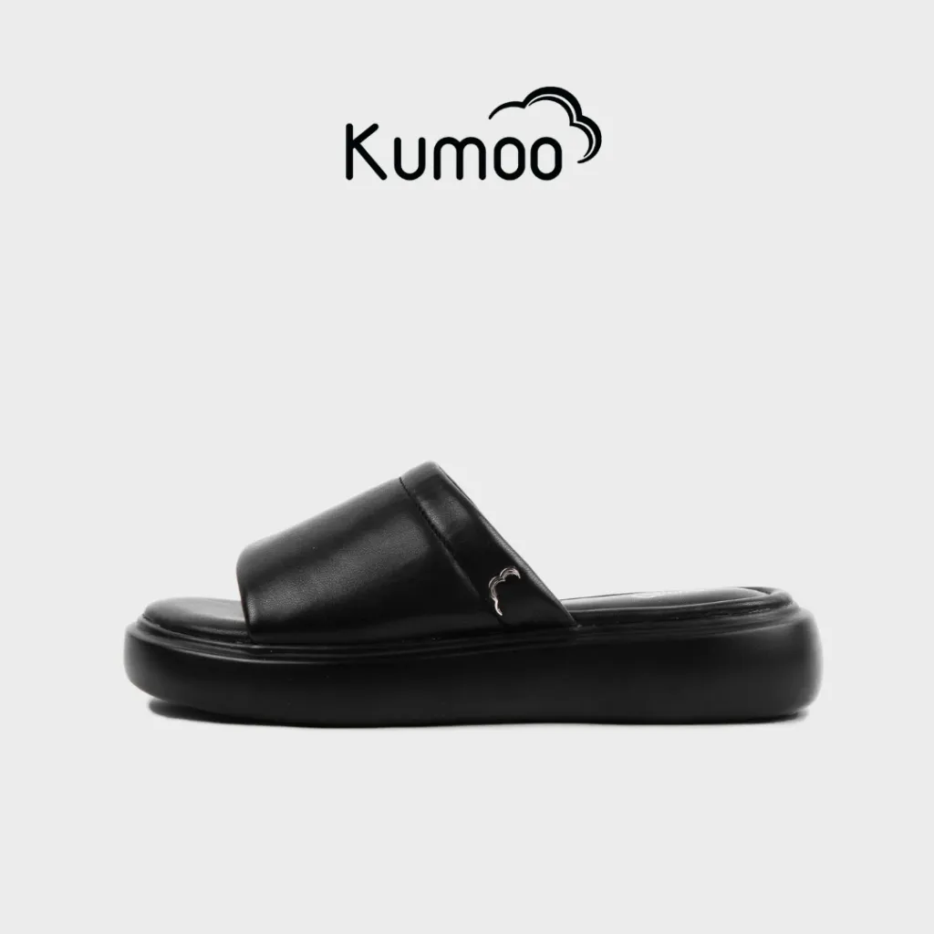 Ảnh Dép Sandal Nữ Kumoo Đế Bánh Mì Trẻ Trung Cá Tính Màu Đen SD-KUMO-005-A Dép Da Quai Ngang Thời Trang 1