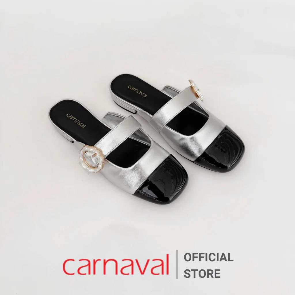 Ảnh Dép Sục Nữ Carnaval Thiết Kế Quai Ngang Đính Hoa Siêu Xinh Kết Hợp Hai Màu - VS100 2