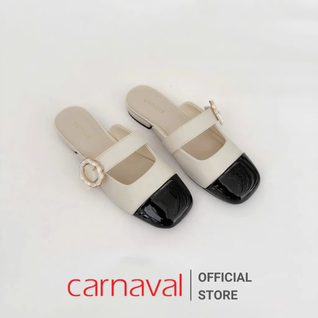 Ảnh Dép Sục Nữ Carnaval Thiết Kế Quai Ngang Đính Hoa Siêu Xinh Kết Hợp Hai Màu - VS100 3