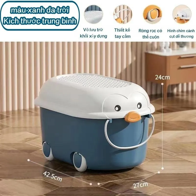 Ảnh Derorice Hộp đựng đồ chơi có nắp Hộp đựng đồ chơi ô tô có thể chơi được Hộp đựng đồ chơi đa năng có bánh xe 3