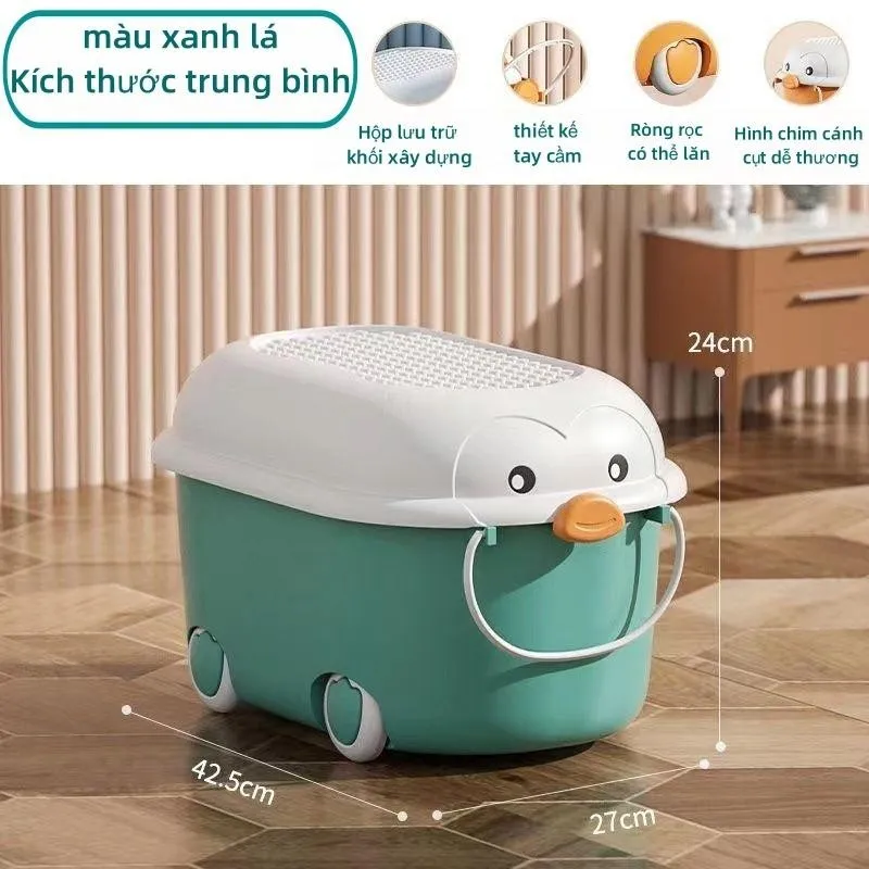 Ảnh Derorice Hộp đựng đồ chơi có nắp Hộp đựng đồ chơi ô tô có thể chơi được Hộp đựng đồ chơi đa năng có bánh xe 4