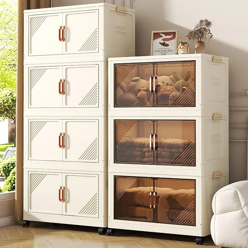 Ảnh Derorice Tủ nhựa gấp bằng trong suốt, có sẵn chiều rộng 70 và 80 cm,có bánh xe xoay 360 độcửa bằng nam châm 4
