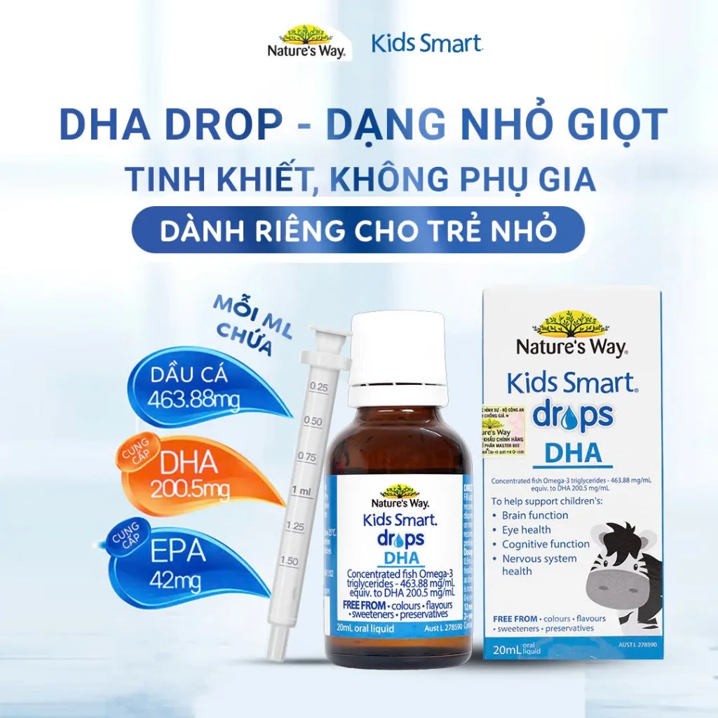 DHA Drops Nature's Way Úc Bổ Não, Mắt Cho Bé Từ 0 Tháng