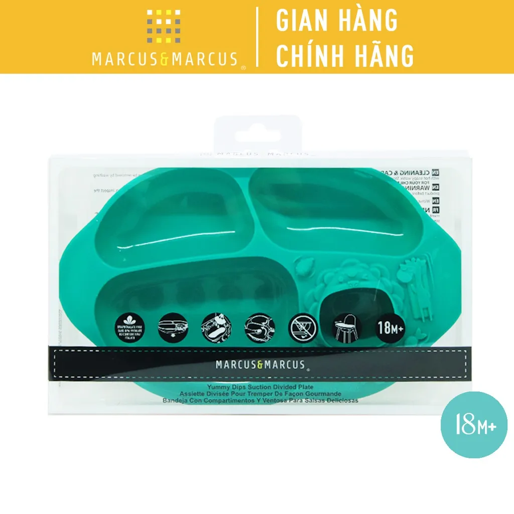 Ảnh Đĩa ăn dặm silicon chia ngăn có đế hút chân không chống đổ Yummy Marcus & Marcus, cho bé từ 18 tháng - Ollie 1