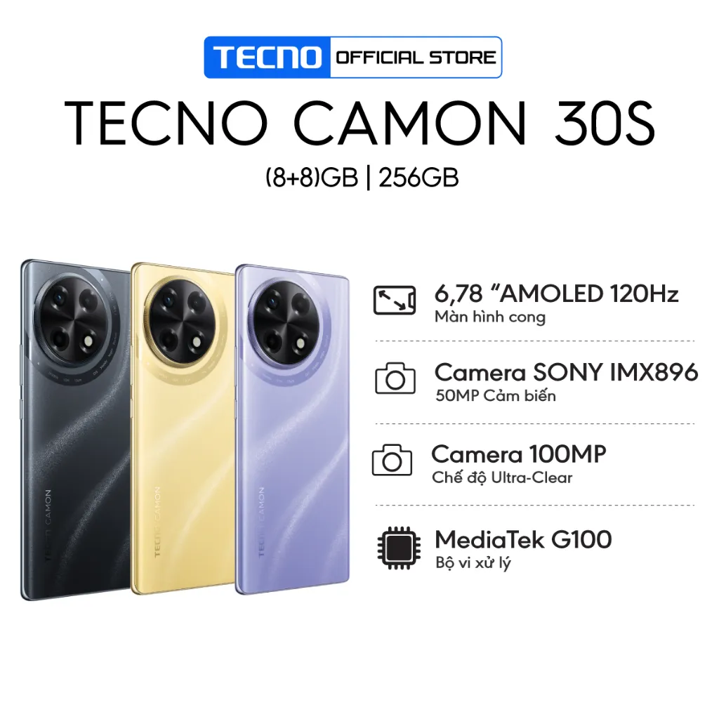 Ảnh Điện thoại di động Tecno Camon 30S 8GB/256GB - Helio G100 | 5000mAh | Sạc nhanh 33W | Chính hãng 1