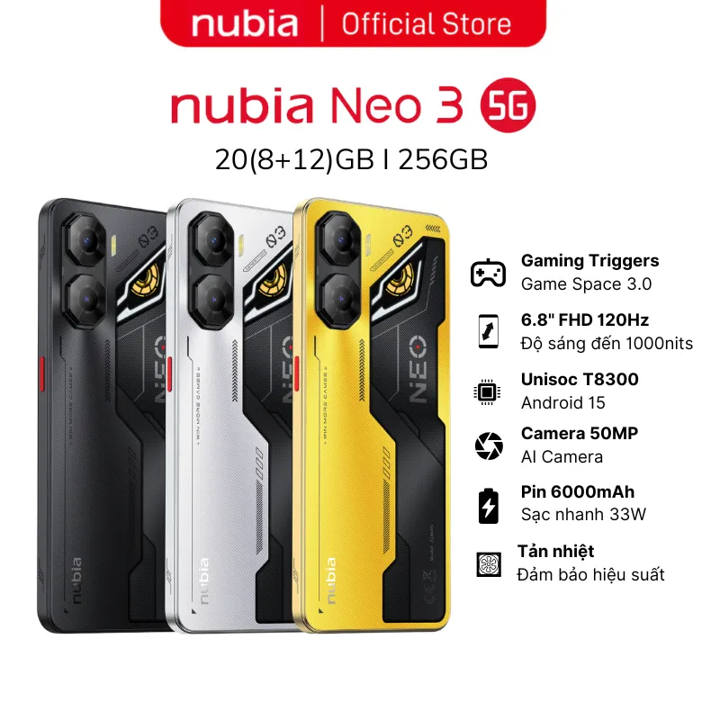 Ảnh Điện thoại Gaming Nubia Neo 3 5G 20(8+12)GB I 256GB I 6.8" 120hz I Chip T8300 I Pin 6000mAh 1