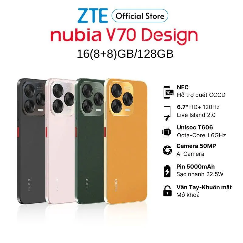 Ảnh Điện thoại Nubia V70 Design 8GB/128GB I Pin 5000mAh I Camera 50mp I 6.7" 120Hz I Hỗ trợ NFC - Hàng Chính Hãng 1