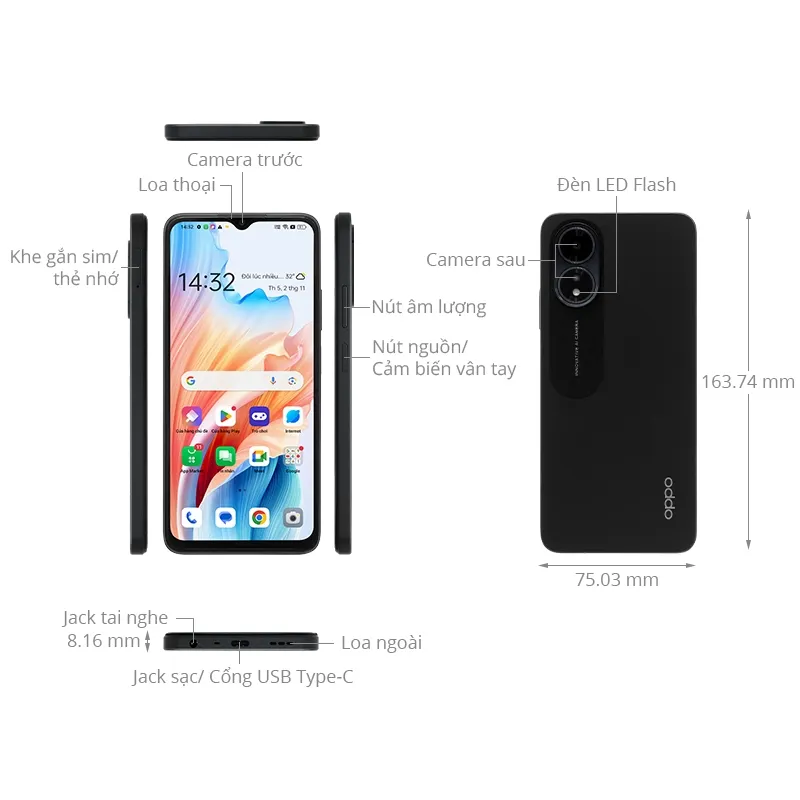 Ảnh Điện thoại OPPO A18 (4GB/128GB) - Hàng mới 100%, Nguyên seal, Bảo hành 12 tháng 3