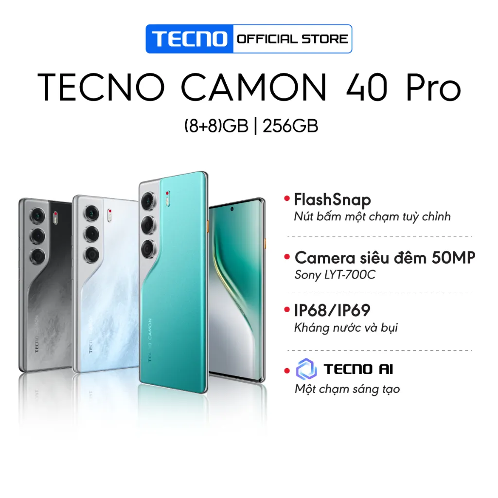 Ảnh Điện thoại Tecno Camon  40 Pro 8Gb/256GB - Helio G100 Ultimate - Amoled 120Hz - 5200mAh 1
