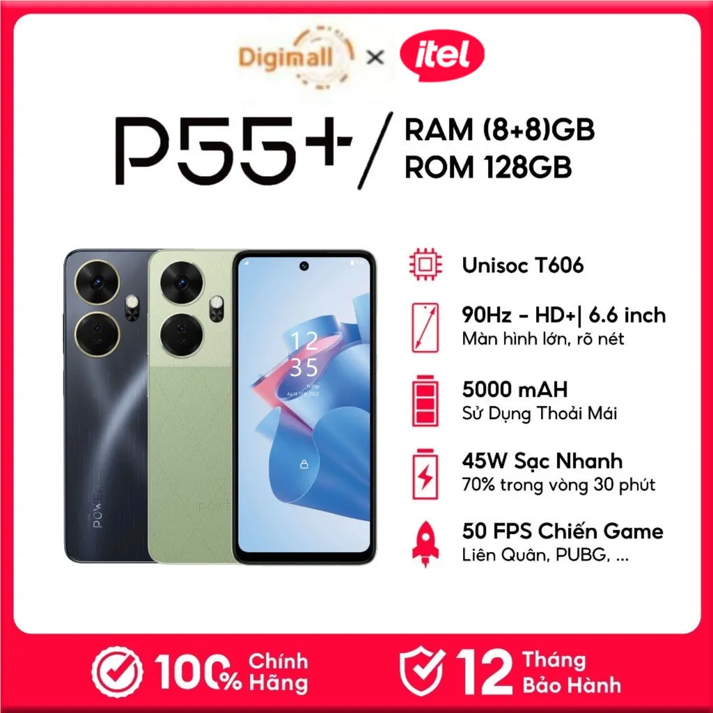 Ảnh Điện Thoại Thông Minh Itel P55+ 16GB(8+8)/128GB | 5000 mAH | Sạc Nhanh 45W | HD+ 90Hz 1