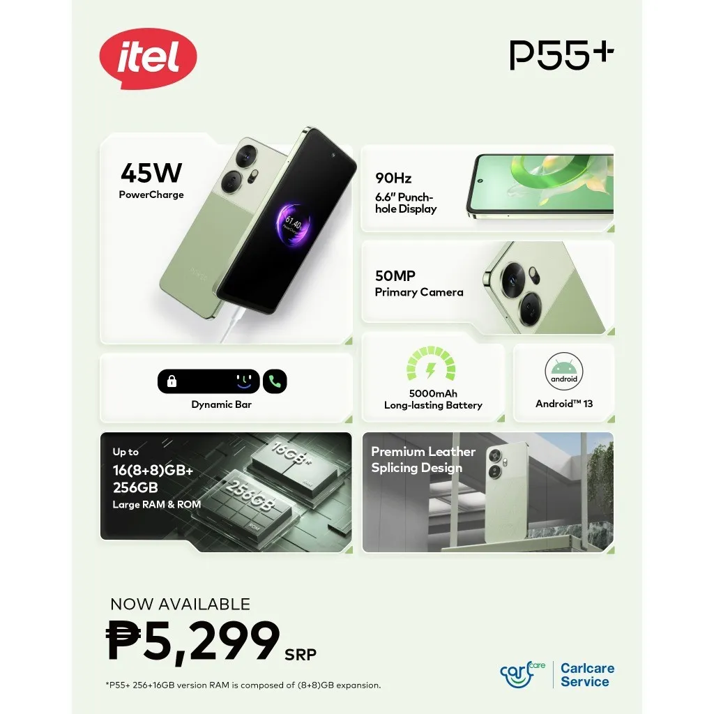 Ảnh Điện Thoại Thông Minh Itel P55+ 16GB(8+8)/128GB | 5000 mAH | Sạc Nhanh 45W | HD+ 90Hz 3