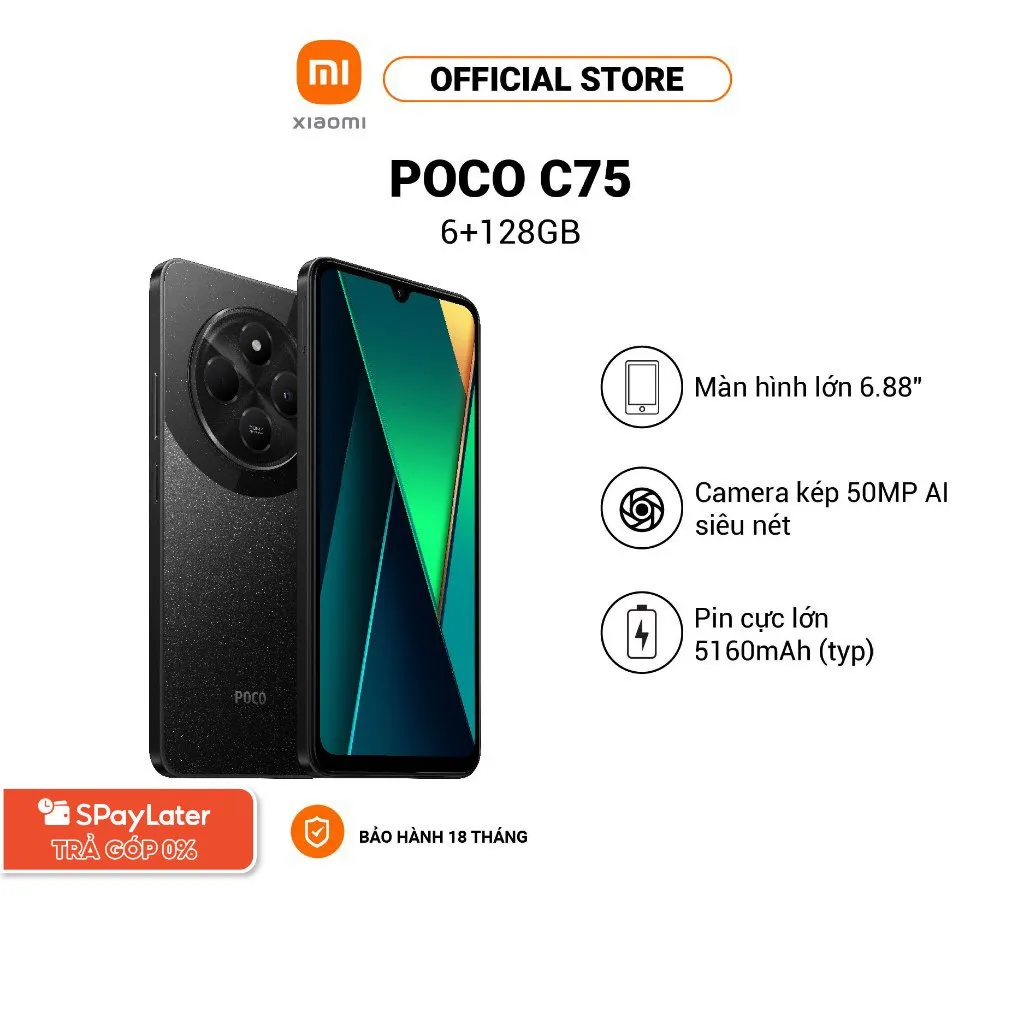 Ảnh Điện Thoại Thông Minh POCO C75 (6+128GB) | Màn hình 6,88" | Pin 5160mAh | Camera kép 50MP AI 1