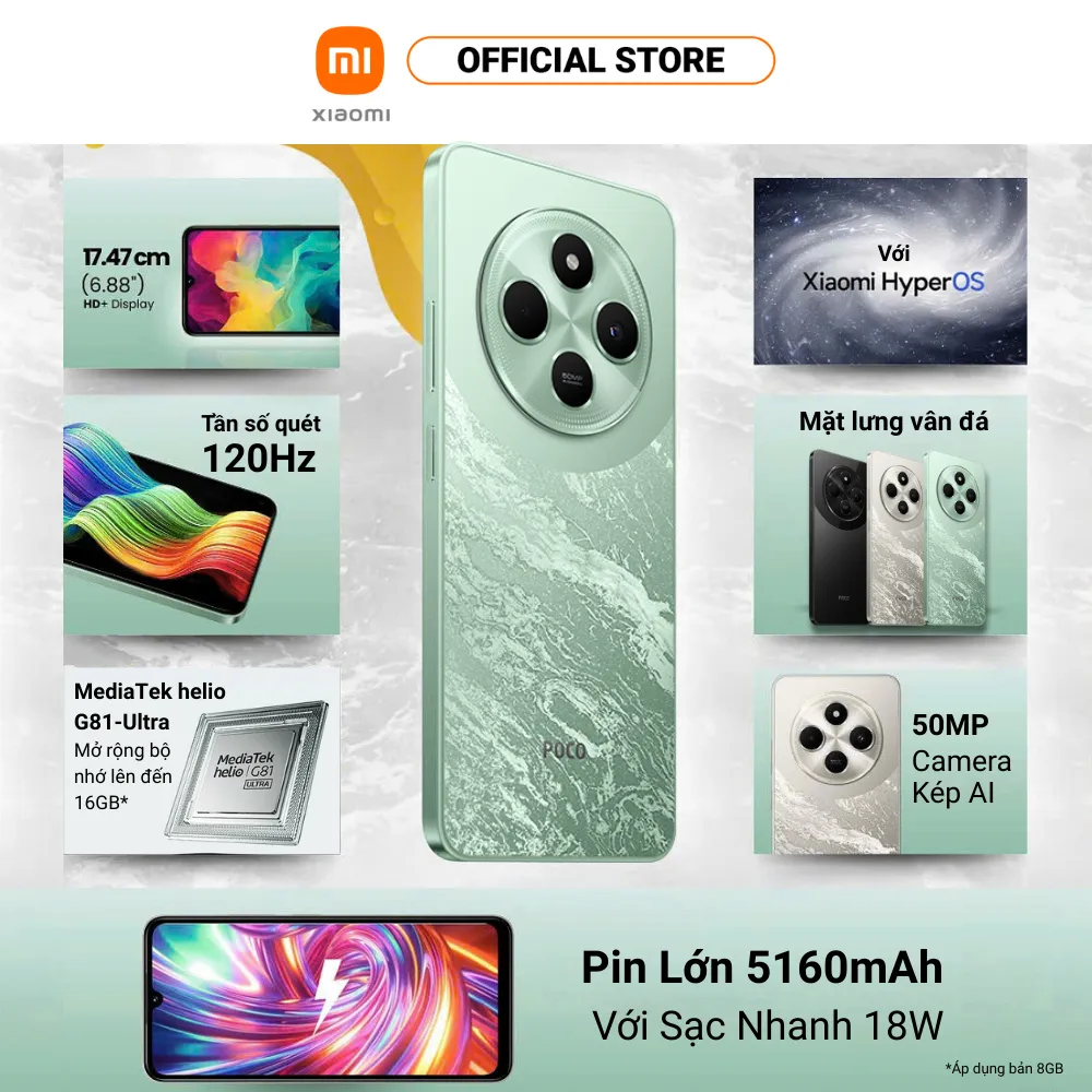 Ảnh Điện Thoại Thông Minh POCO C75 (6+128GB) | Màn hình 6,88" | Pin 5160mAh | Camera kép 50MP AI 2
