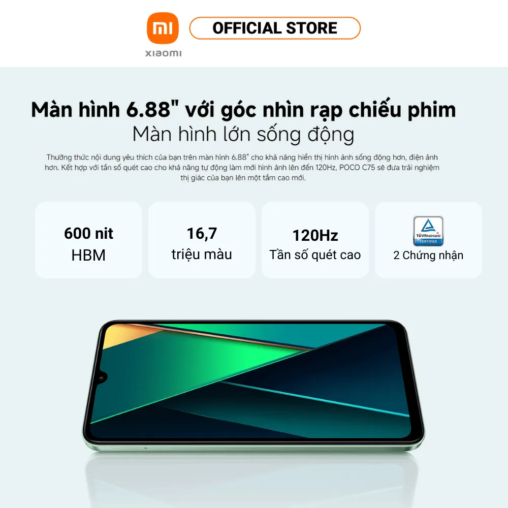 Ảnh Điện Thoại Thông Minh POCO C75 (6+128GB) | Màn hình 6,88" | Pin 5160mAh | Camera kép 50MP AI 3