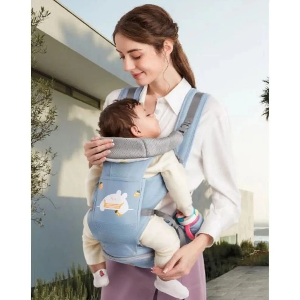 Ảnh Địu Cho Bé Alxintu Đa Năng Có 9 Tư Thế Chống Gù Cho Bé Từ 0-3t Gọn Nhẹ Bề Mặt Vải 3D Thoáng Khí 4