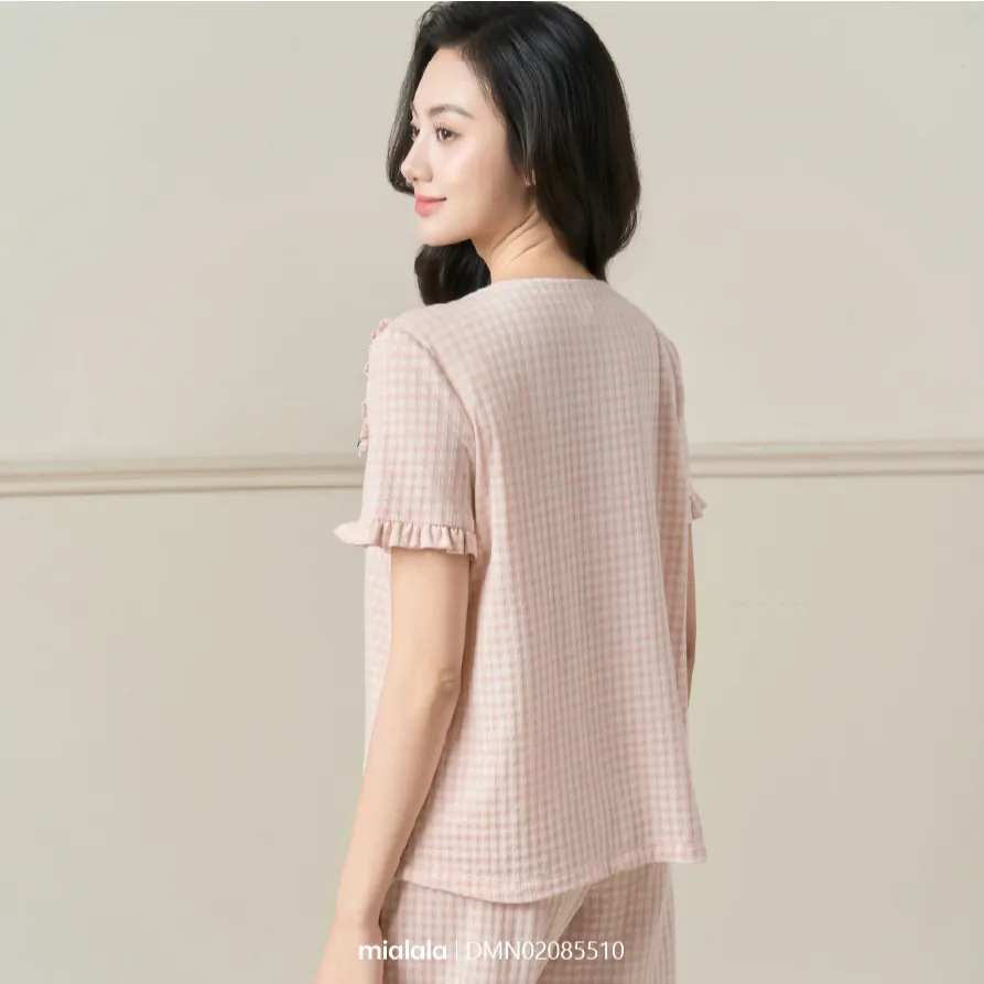 Ảnh Đồ bộ mặc nhà Mialala chất liệu cotton họa tiết kẻ caro DMN02025432 2