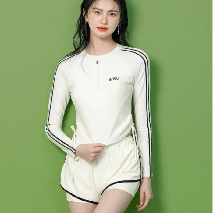 Ảnh Đồ bơi nữ kín đáo LUHAZO đi biển bộ đồ bơi áo dài tay chống nắng kèm quần đùi phong cách thể thao năng động 2429  D10T1 3