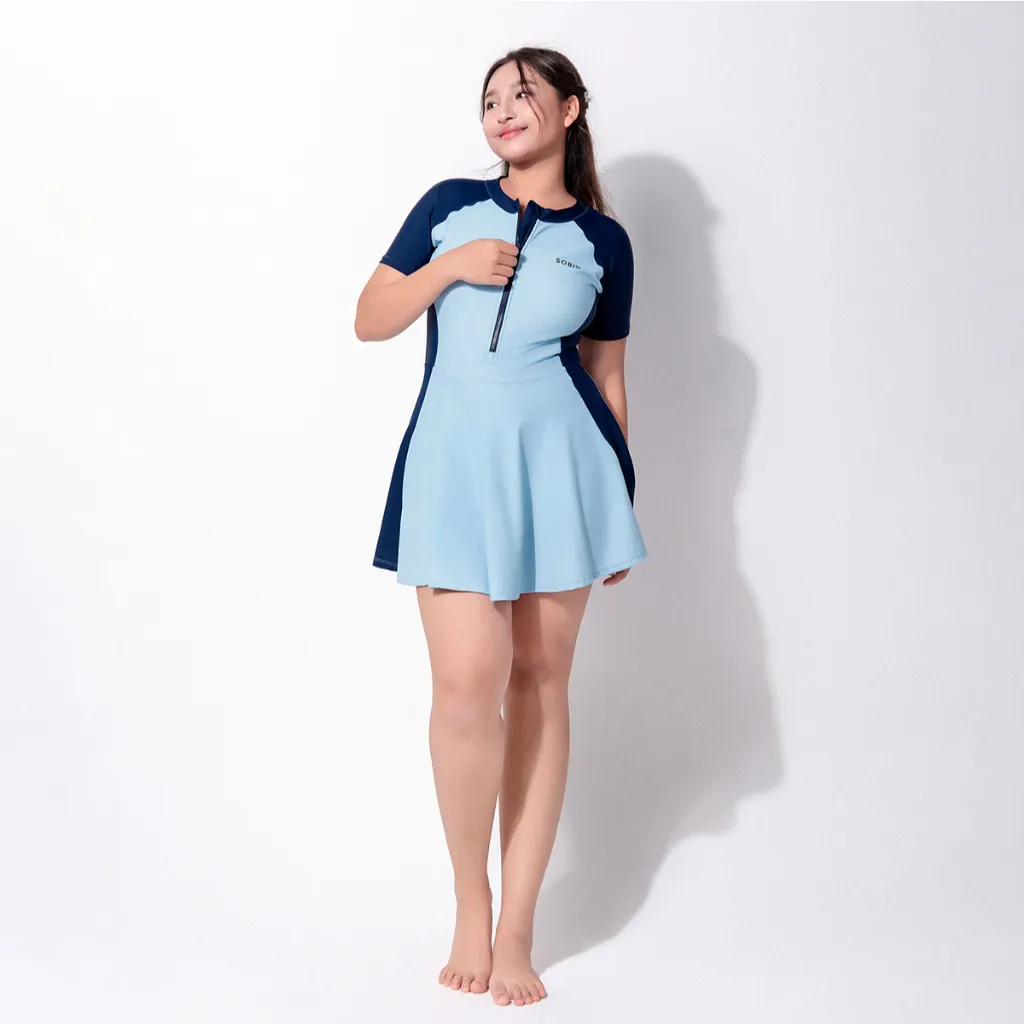 Ảnh Đồ bơi nữ liền thân khoá kéo tay ngắn Chubby Mia SOBIE 2