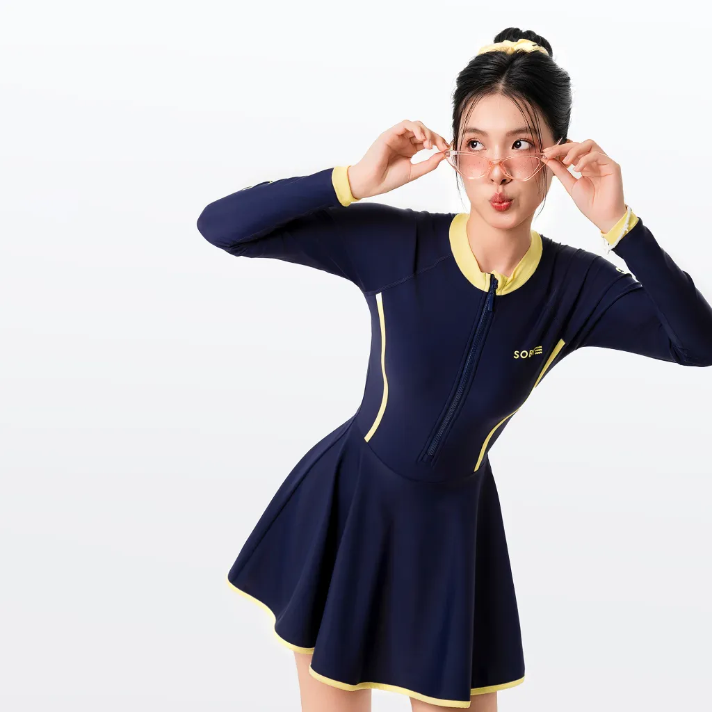 Ảnh Đồ bơi nữ SOBIE liền thân váy tay dài kín đáo và chống nắng Gorgeous Orion 1