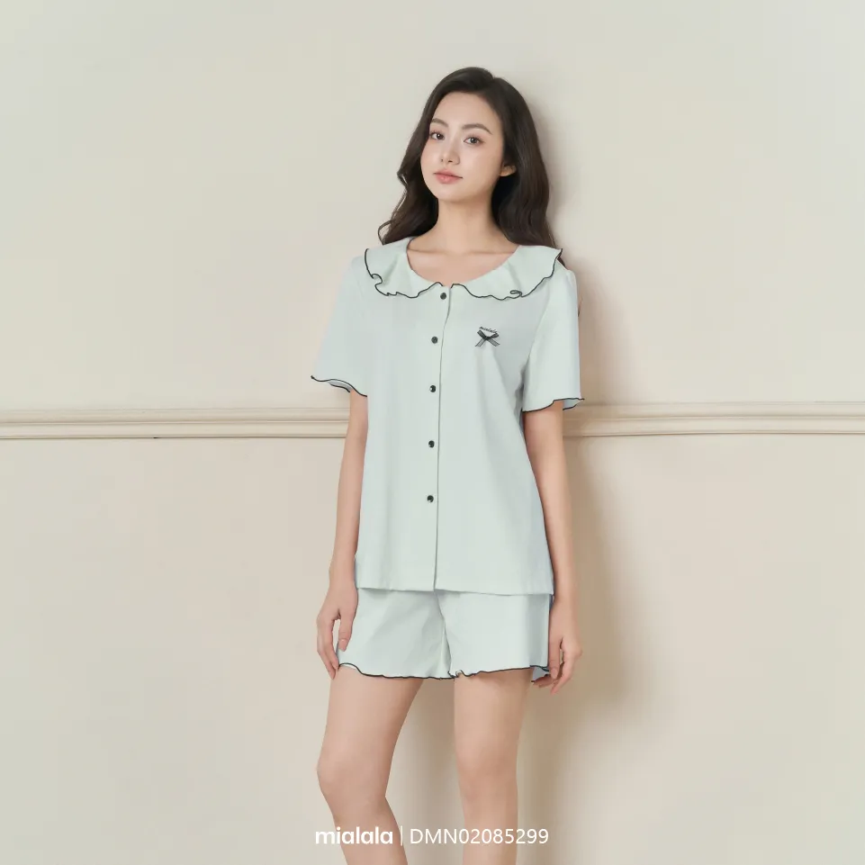 Ảnh Đồ mặc nhà Mialala chất liệu cotton thiết kế cổ bèo nữ tính DMN02085299 3