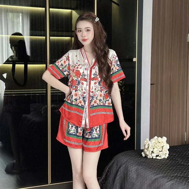 Ảnh Đồ ngủ nữ pijama mặc nhà set bộ đồ ngủ pyjama Hisexy Lụa Latin cộc tay quần đùi P10 2