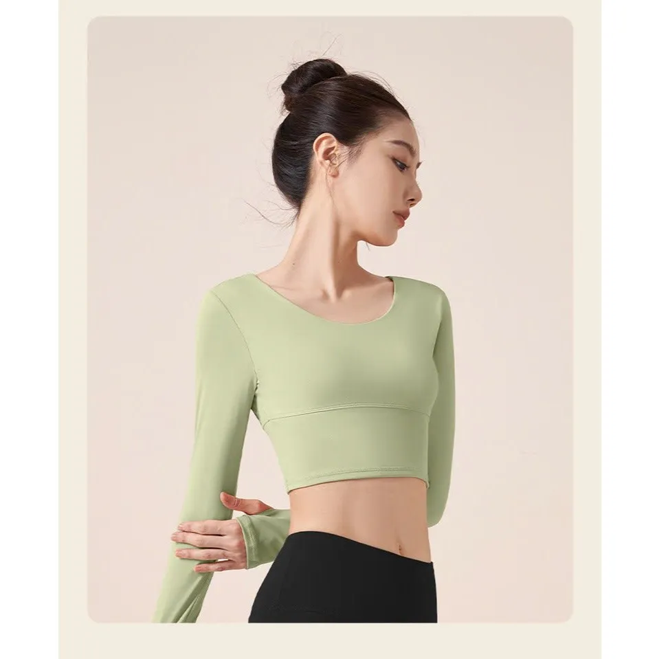 Ảnh Đồ tập gym nữ LUHAZO erobic yoga vải co giãn thấm hút mồ hôi tốt dài tay basic dễ mặc năng động 1304 T2T2 Pickleball 4