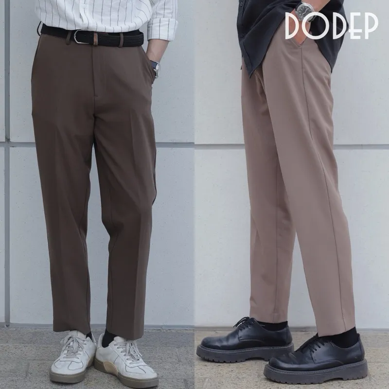 Ảnh DODEP Quần tây nam ống suông màu nâu đậm, nâu nhạt 2