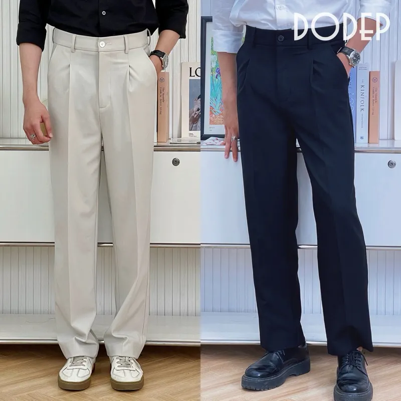 Ảnh DODEP Quần tây nam xếp li ống suông Relaxed Fit 1 li 1