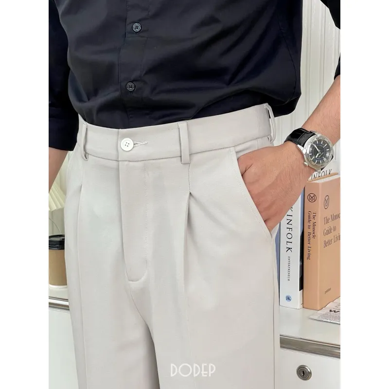 Ảnh DODEP Quần tây nam xếp li ống suông Relaxed Fit 1 li 3