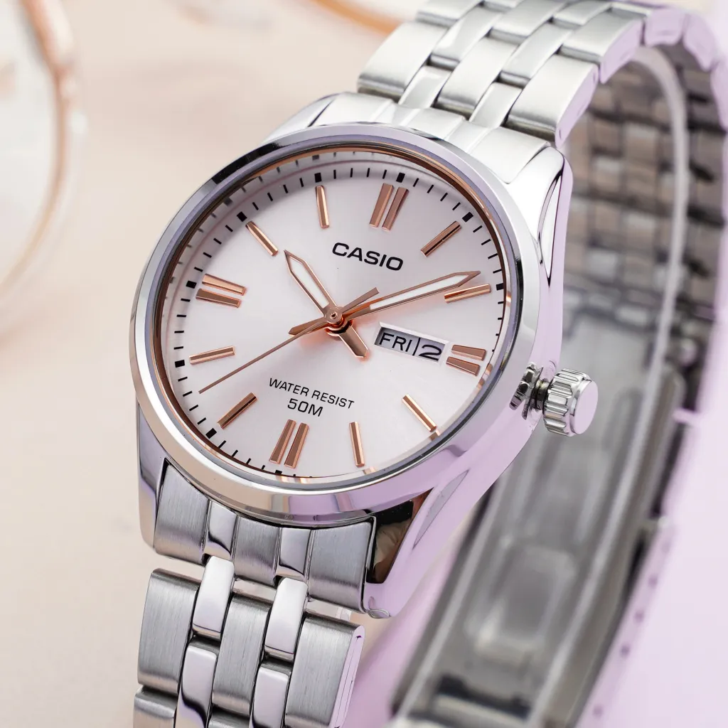 Ảnh Đồng Hồ Casio Nữ LTP-1335D-4AVDF Mặt Hồng Dây Kim Loại Chính Hãng 4
