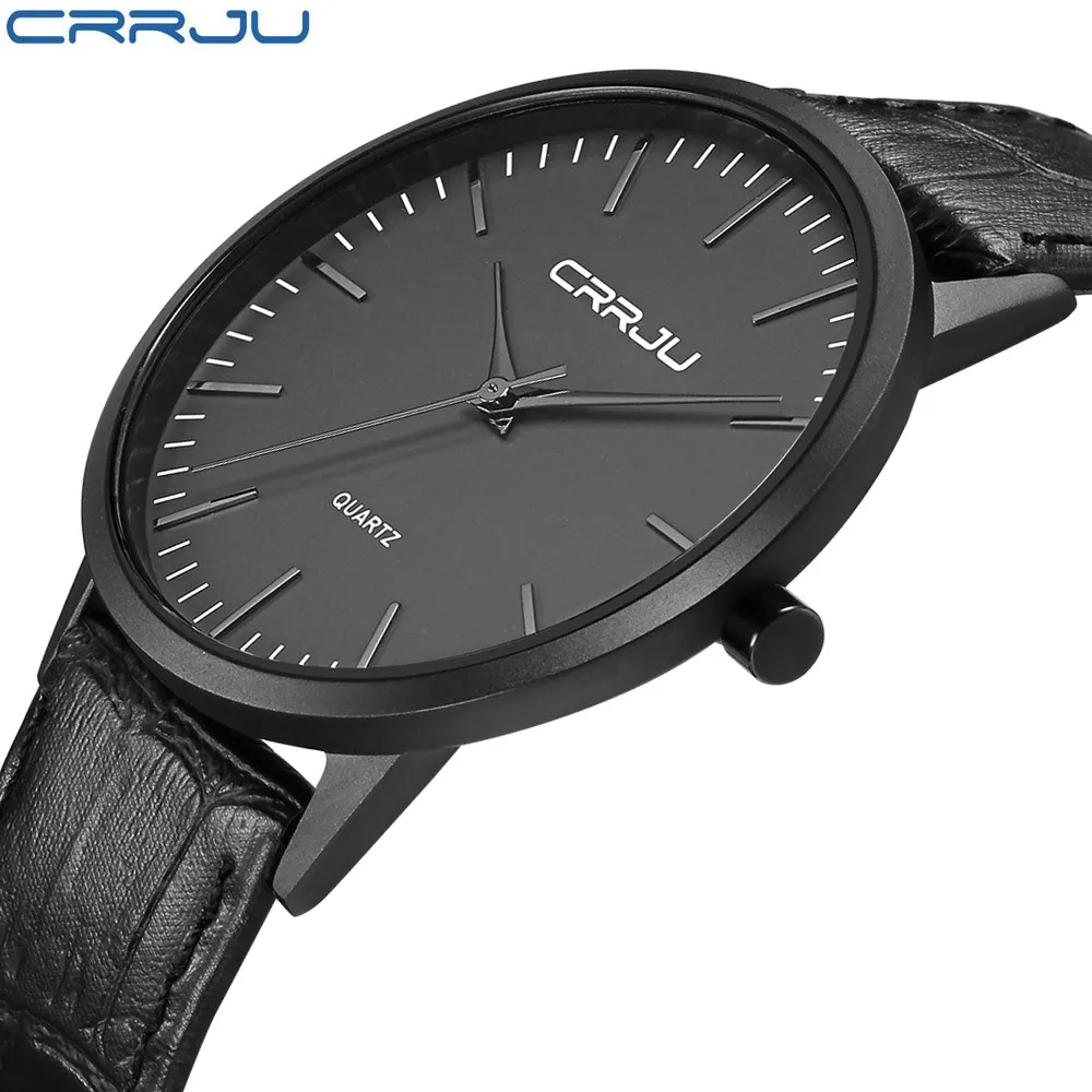 Ảnh Đồng hồ nam CRRJU 2117L dây đeo da siêu mỏng chống thấm nước đơn giản 2
