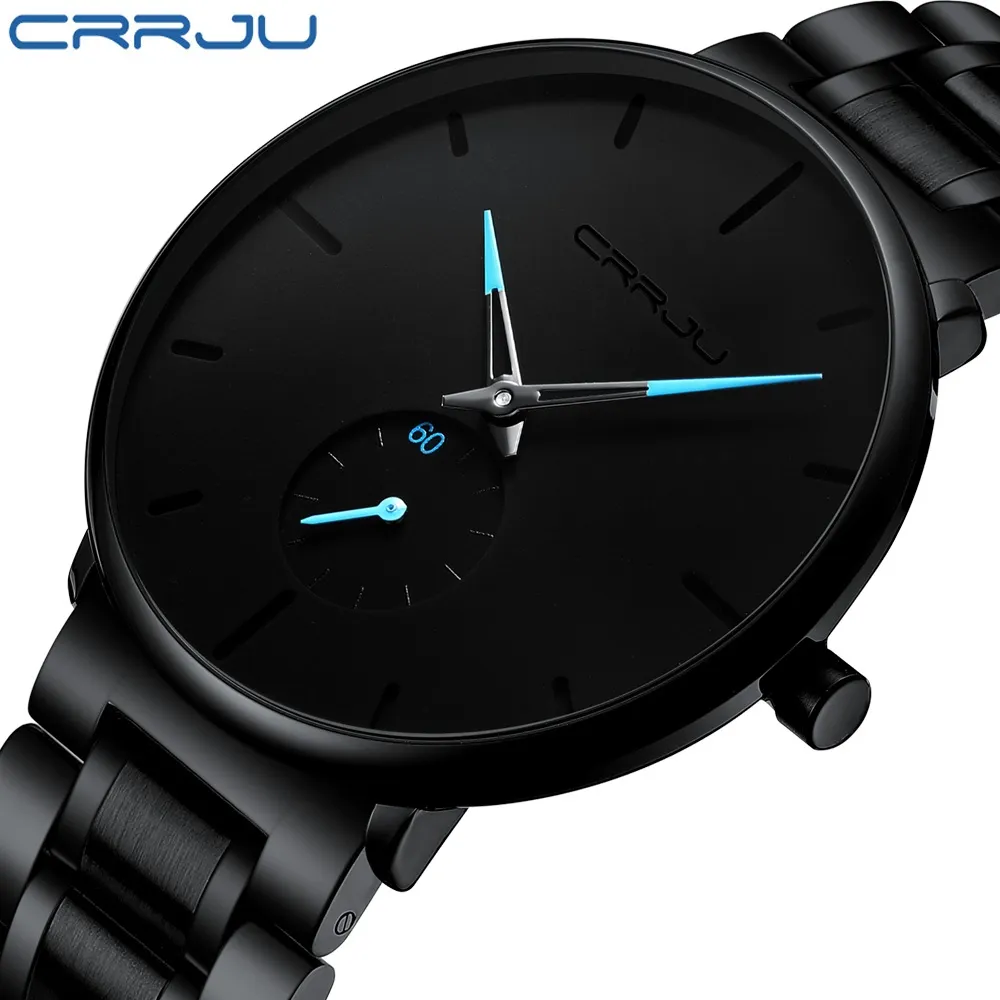 Ảnh Đồng hồ nam CRRJU 2150SLX có dây đeo tay thép không gỉ màu đen chống nước thời trang doanh nhân 2