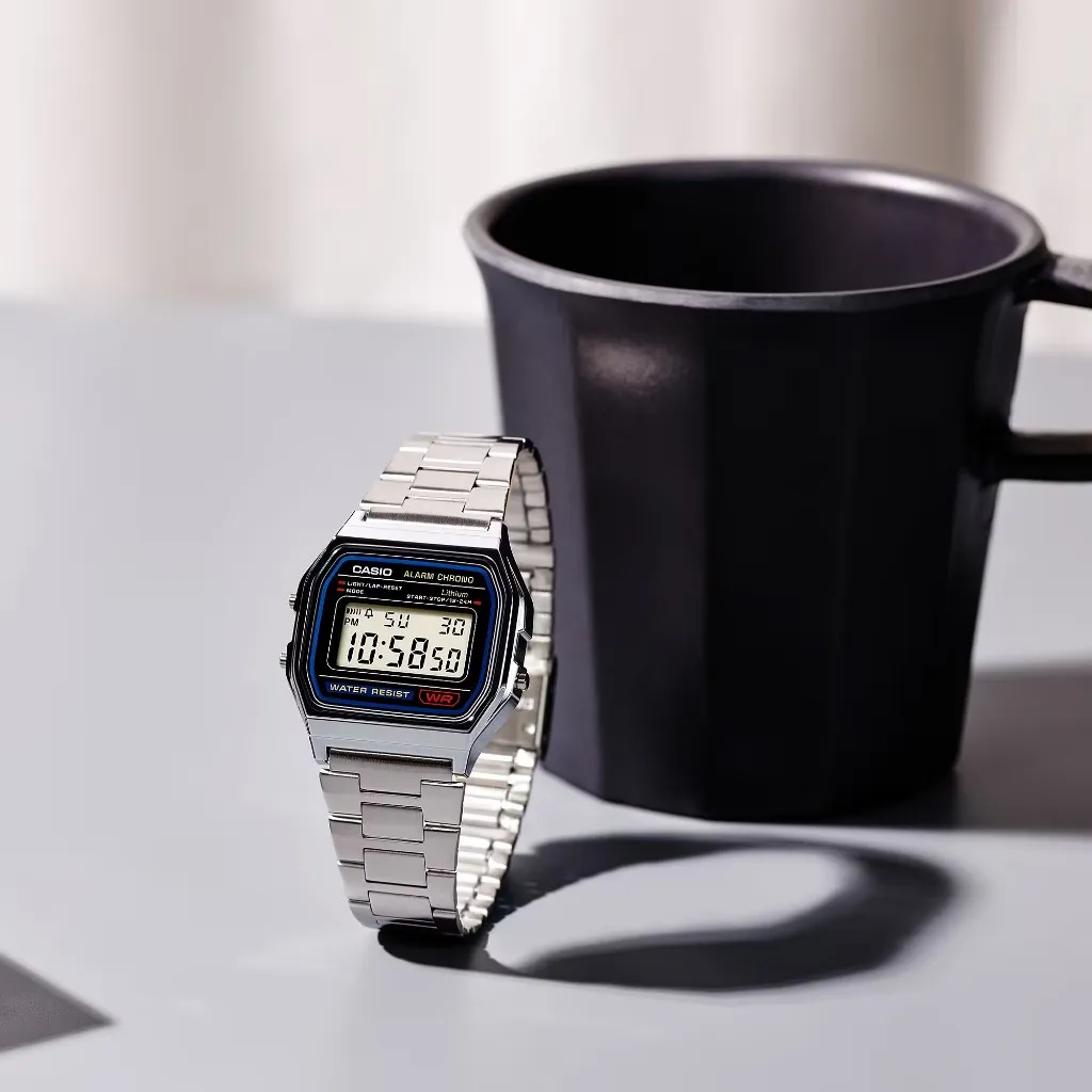 Ảnh Đồng hồ nam dây kim loại CASIO A158WA-1DF chính hãng 4