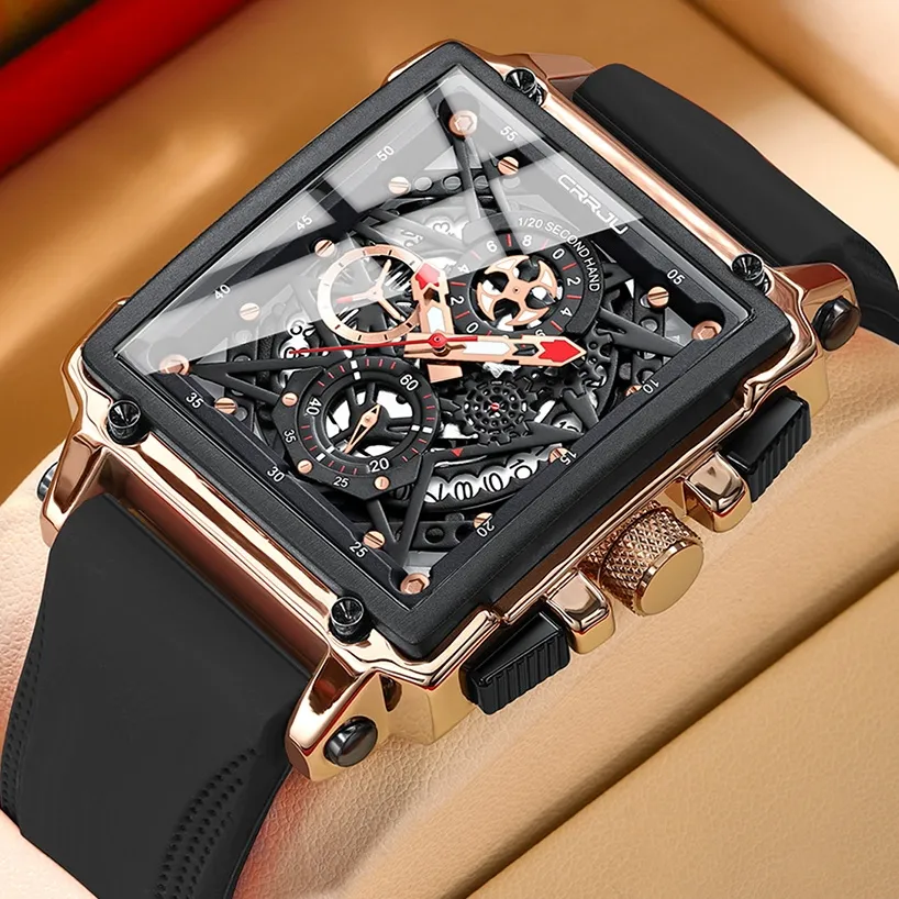Ảnh Đồng hồ nam quartz CRRJU 2312X dây silicon đa năng chống thấm nước 1