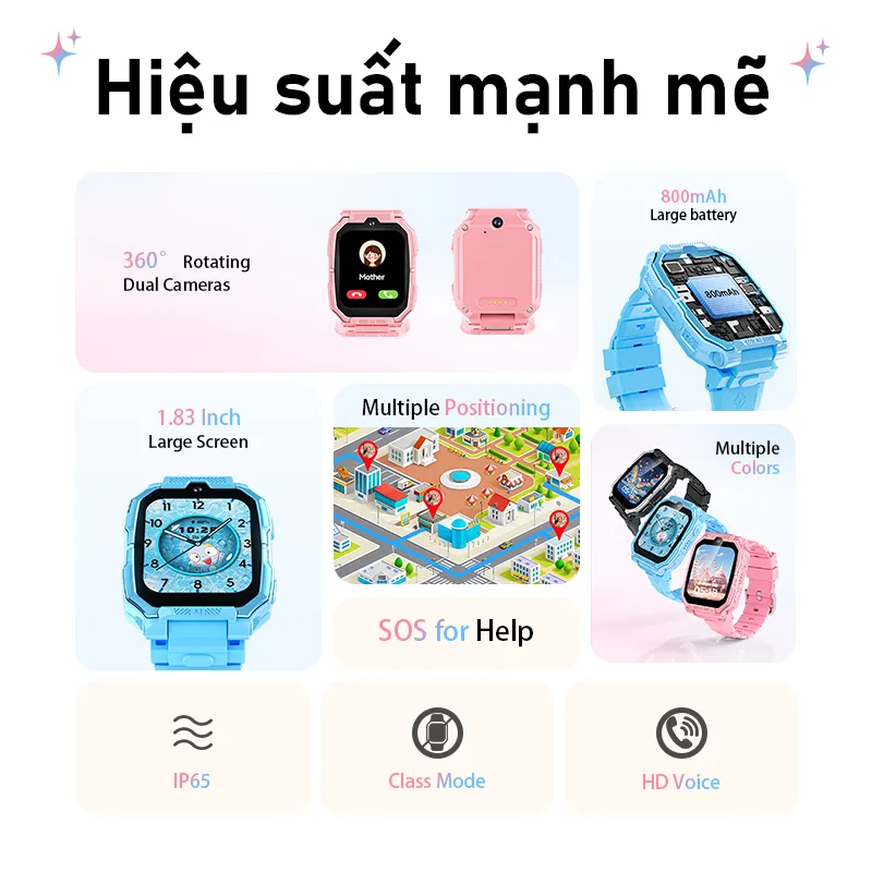 Đồng Hồ Thông Minh Trẻ Em Awei: GPS, Camera Kép, SIM, IP65 - An Toàn Cho Bé Yêu