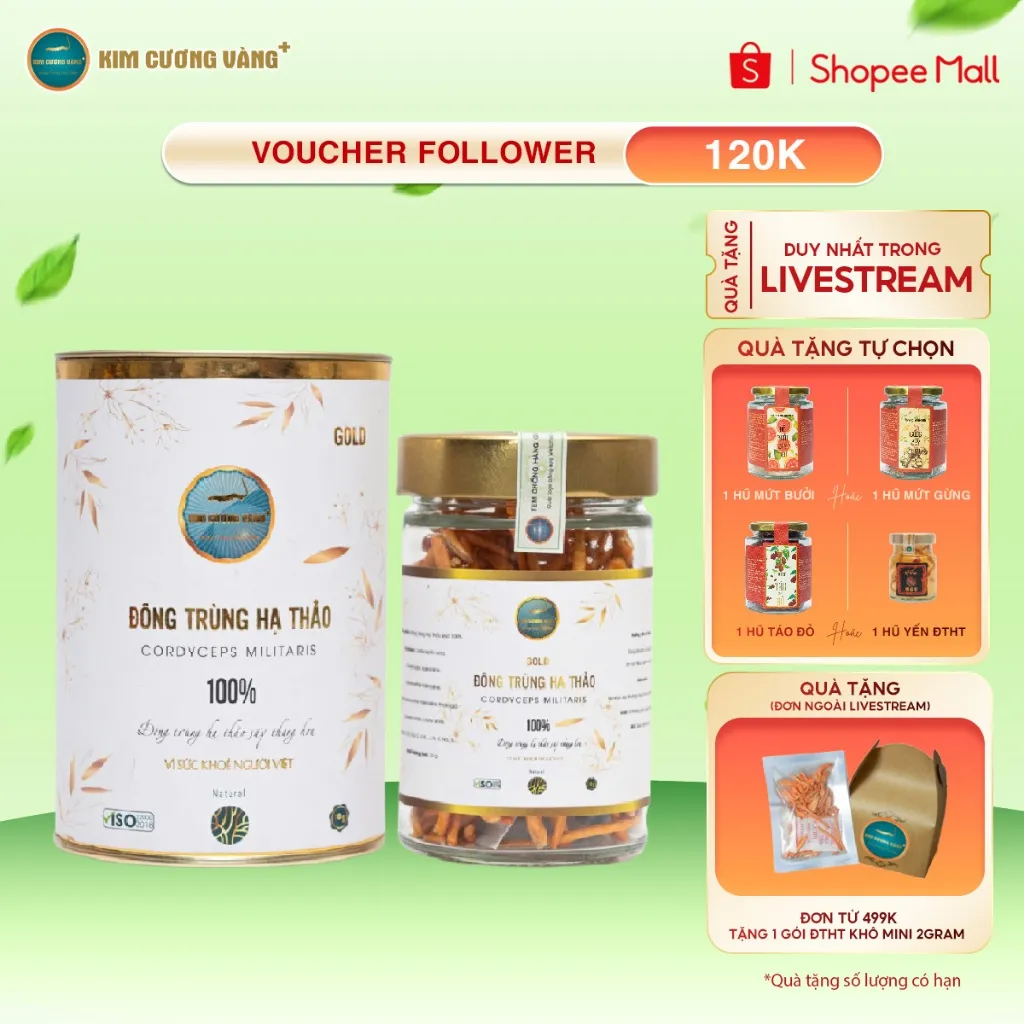 Ảnh Đông Trùng Hạ Thảo Gold Kim Cương Vàng - Hỗ Trợ Giải Độc Gan, Tăng Cường Đề Kháng Hàng Chính Hãng  (10Gr/Hộp) 1