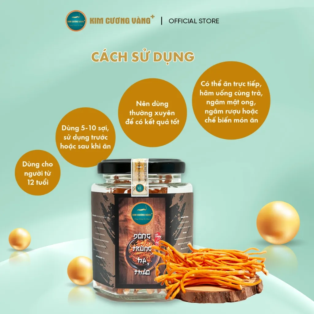 Ảnh Đông Trùng Hạ Thảo Tăng Đề Kháng Kim Cương Vàng lọ 10Gr/Hộp Giấy 3