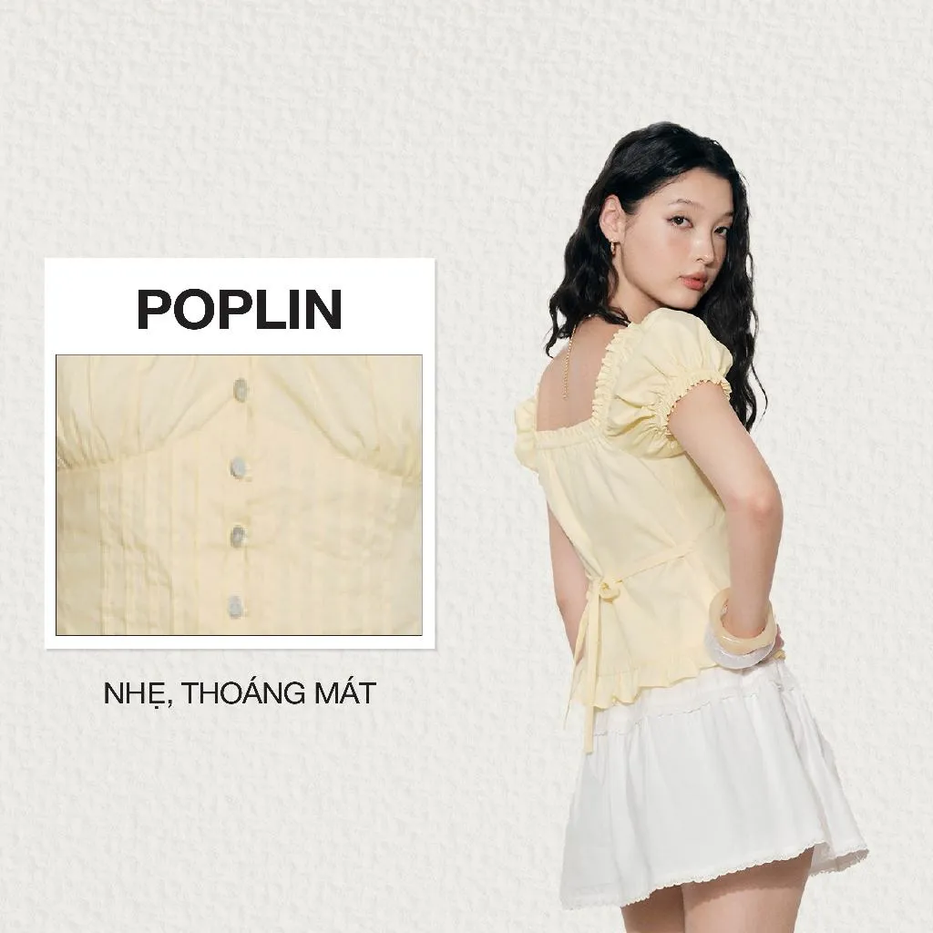 Ảnh DOTTIE - Áo diễu ly tay phồng - Vàng - T1076 1