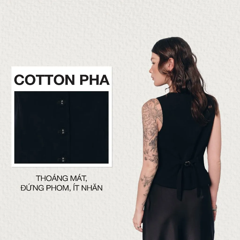 Ảnh DOTTIE - Áo gi lê dáng Tailored - Đen - T1087 1