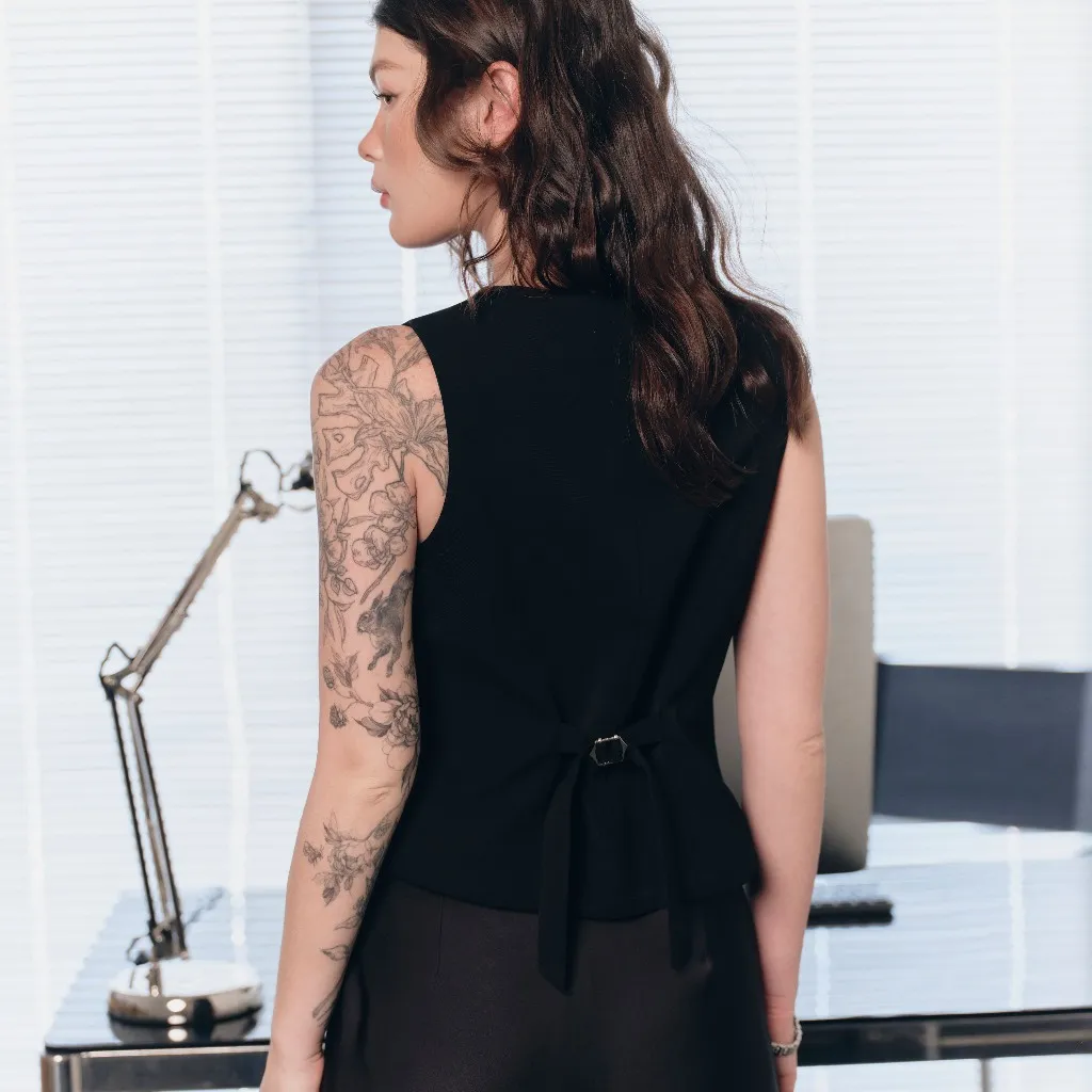 Ảnh DOTTIE - Áo gi lê dáng Tailored - Đen - T1087 4